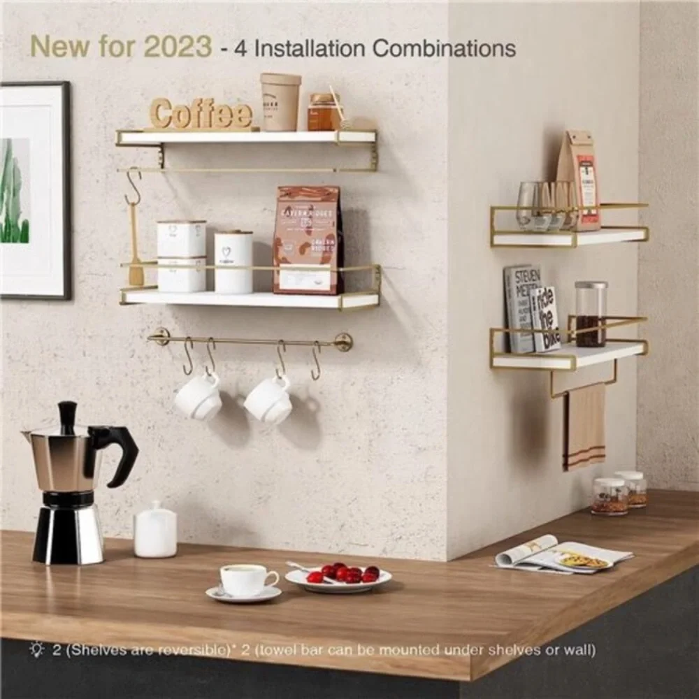 Floating Shelves Bathroom Shelves Over Toilet Set of 2, Decorative Wall Shelves